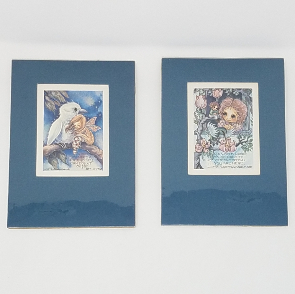 Jody Bergsma Set Of 2 Limited Edition Lithographs Fantasy Birds, 5x7